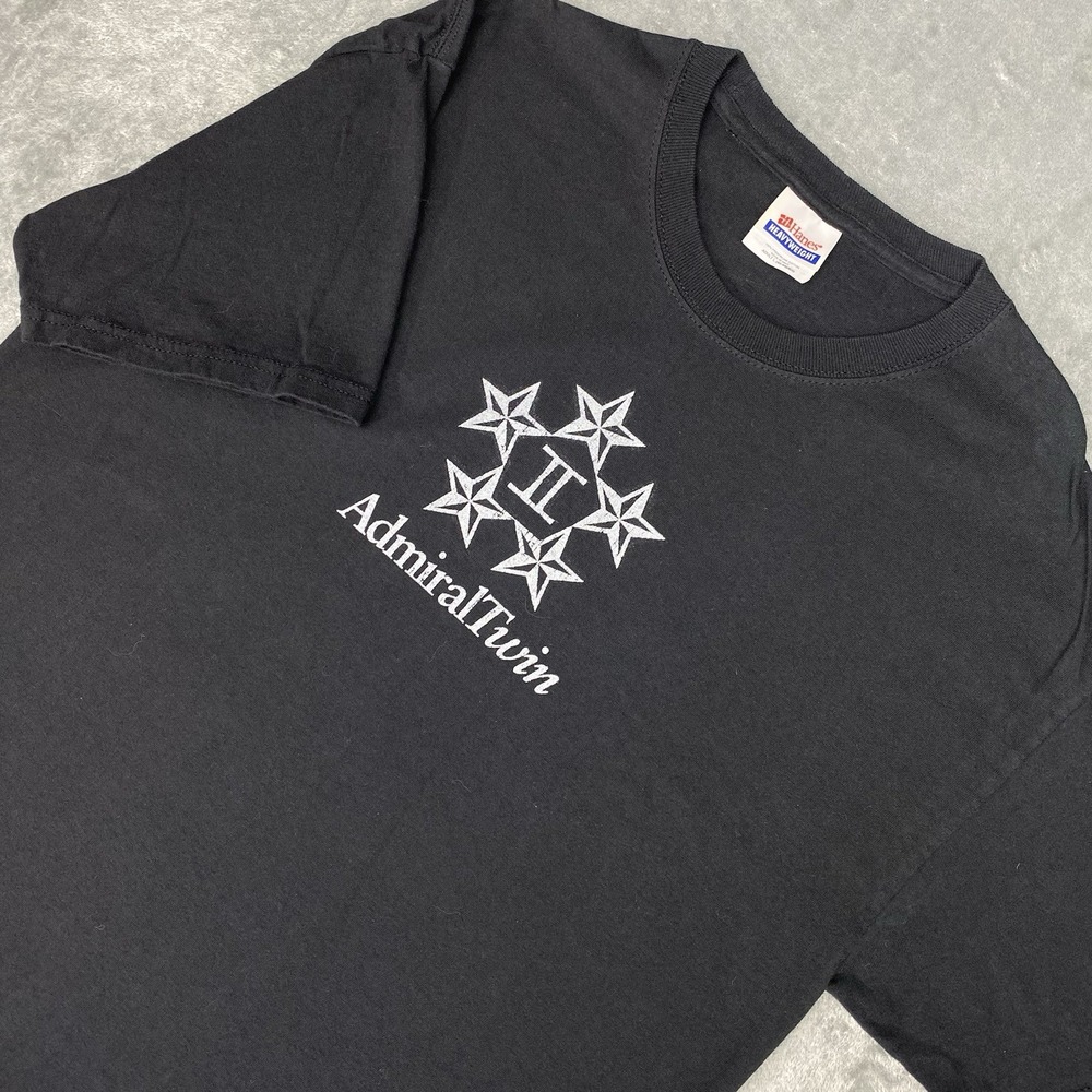 Vtg Admiral Twin Shirt Mens Size L Black Mock Heroic Album Rock Band Tee Y2K 90s